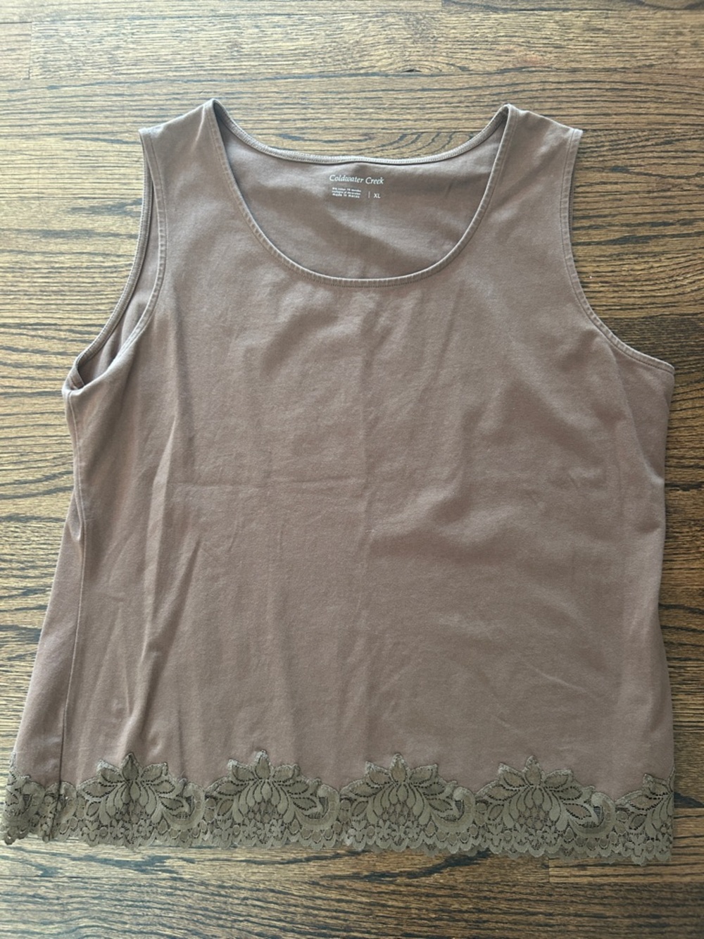 Coldwater Creek NWOT Taupe Lace-Trim Sleeveless Tank
